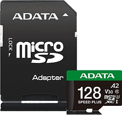 Флеш карта microSDXC 128GB A-Data UD128GUI3V30A2SP-RA1 Speed Plus + adapter
