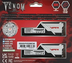 Память DDR5 2x16Gb 6600MHz Patriot PVV532G660C34K Viper Venom RTL Gaming PC5-52800 CL34 DIMM 288-pin 1.4В kit с радиатором Ret