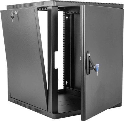 Шкаф коммутационный ЦМО (ШРН-12.350.1-9005) настенный 12U 600x359мм пер.дв.стекл 200кг черный 300мм 14кг 180град. 612мм металл
