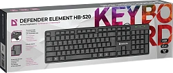 Клавиатура Defender Element HB-520 черный USB (45522) кабель 1.5м