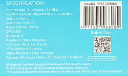 Мышь A4Tech Fstyler FB12 белый оптическая 1200dpi беспров. BT/Radio USB 3but (FB12 WHITE)