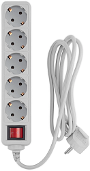 Сетевой фильтр PC Pet AP01006-1.8-G 1.8м (5 розеток) серый (пакет ПЭ)