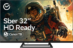 Телевизор LED Sber 32" SDX-32H2128 Салют ТВ Frameless черный HD 60Hz DVB-T DVB-T2 DVB-C DVB-S DVB-S2 USB WiFi Smart TV (RUS)