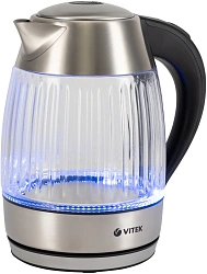 Чайник электрический Vitek VT-7030 1.8л. 2200Вт черный/серебристый корпус: нерж.сталь