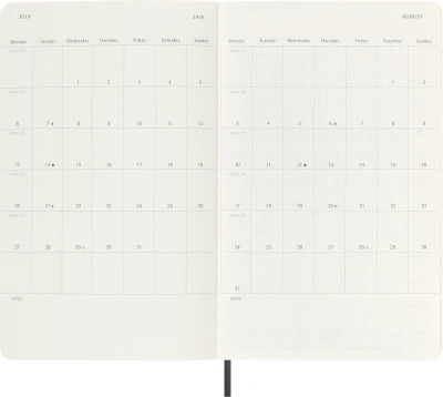 Еженедельник Moleskine ACADEMIC SOFT WKNT Large 130х210мм датир.18мес 208стр. мягкая обложка черный