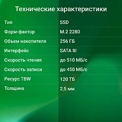 Накопитель SSD Digma SATA-III 256GB DGSR1256GS93T Run S9 M.2 2280
