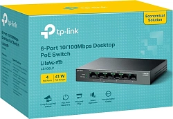 Коммутатор TP-Link LS106LP (L2) 6x100Мбит/с 4PoE 41W неуправляемый