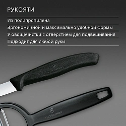 Набор нож/овощеч. Victorinox Swiss Classic 6.7113.22 компл.:2предм. черный европодвес