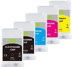 Картридж перезаправляемый струйный Cactus CS-R-PFI030SET-CHIP черный/черный матовый/голубой/пурпурный/желтый набор для Canon imagePROGRAF TA-20/30