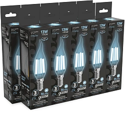 Лампа филам. Gauss Filament 13Вт цок.:E14 свеча 220B св.свеч.бел.нейт. (упак.:10шт) (104801213)