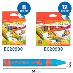 Восковые мелки Deli EC20900 Colorun утолщенные 12цв. картон.кор./европод.