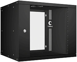 Шкаф коммутационный Cabeus (WSC-05D-9U55/45-BK) настенный 9U 550x450мм пер.дв.стекл 30кг черный 390мм IP20 сталь