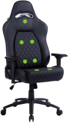 Кресло игровое Cactus CS-CHR-130-M с вибромассажем черный эко.кожа с подголов. крестов. черный