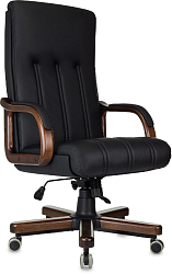 Кресло руководителя Бюрократ T-9932Walnut черный кожа крестов. металл/дерево