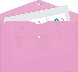 Конверт на кнопке Бюрократ Pastel -PKPAST/PINK A4 пластик 0.18мм розовый