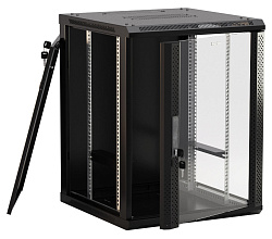 Шкаф коммутационный Hyperline (TWB-FC-1866-GP-RAL9004) настенный 18U 600x600мм пер.дв.стекл 60кг черный 920мм IP20 сталь