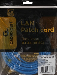 Патч-корд Premier PP12-5M/B 1000Гбит/с UTP 4 пары cat.5E CCA molded 5м синий RJ-45 (m)-RJ-45 (m)