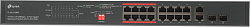 Коммутатор TP-Link TL-SL1218MP (L2) 16x100Мбит/с 2x1Гбит/с 2xКомбо(1000BASE-T/SFP) 16PoE+ 192W неуправляемый