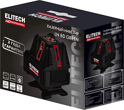Нивелир лазерн. Elitech LN 8D GREEN 2кл.лаз. 520нм цв.луч. зеленый 5луч. (204735)