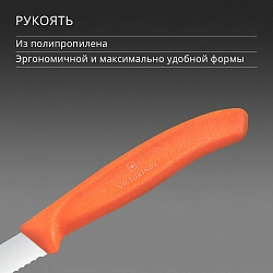 Нож кухонный Victorinox Swiss Classic (6.7639.C1) для чистки овощей и фруктов лезв.80мм серрейт. заточка оранжевый