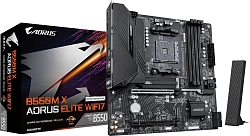 Материнская плата Gigabyte B550M X A ELITE WF7 Soc-AM4 AMD B550 4xDDR4 mATX AC`97 8ch(7.1) 2.5Gg RAID+HDMI+DP