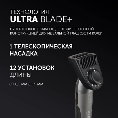 Машинка для стрижки Polaris Ultra Blade PHC 1704 графитовый (насадок в компл:1шт)
