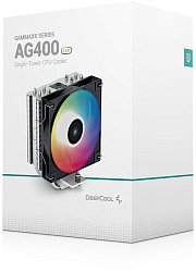 Устройство охлаждения(кулер) Deepcool AG400 LED RGB Soc-AM5/AM4/1200/1700/1851 черный 4-pin 18-32dB Al+Cu 220W 614gr Ret (R-AG400-BKLNMC-G-1)