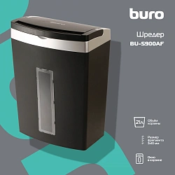 Шредер Buro Office BU-S900AF черный с автоподачей (секр.P-5) фрагменты 60лист. 21лтр. скрепки скобы пл.карты