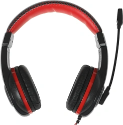 Наушники с микрофоном Оклик HS-L200 черный/красный 2.2м накладные оголовье (359484)