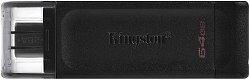 Флеш Диск Kingston 64Gb DataTraveler 70 Type-C DT70/64GB USB3.2 черный