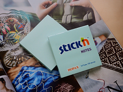 Блок самоклеящийся бумажный Stick`n 21149 76x76мм 100лист. 70г/м2 пастель голубой