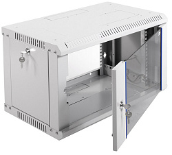 Шкаф коммутационный ЦМО ШРН-ЭКОНОМ (ШРН-Э-6.350) настенный 6U 600x350мм пер.дв.стекл 85кг серый 300мм 11.4кг 180град. 345мм
