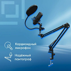 Микрофон проводной Оклик SM-700G 2.5м черный