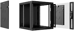 Шкаф коммутационный Cabeus (SH-05F-9U60/45-BK) настенный 9U 600x450мм пер.дв.стекл 60кг черный 390мм IP20 сталь