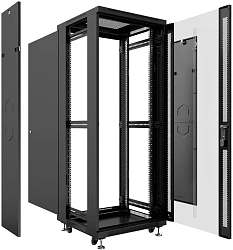 Шкаф коммутационный Cabeus (SH-05C-22U60/60-BK) напольный 22U 600x600мм пер.дв.стекл металл 800кг черный 500мм 1166мм IP20 сталь