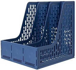 Лоток вертикальный Deli E9843 BLUE 3отд. сборный для бумаг 250x257x275мм синий пластик
