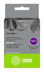 Картридж ленточный Cactus CS-TZE611 TZe-611 черный на желтом 6x8 для Brother 1010/1280/1280VP/2700VP