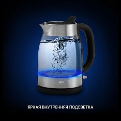 Чайник электрический Polaris PWK 1817CGL 1.8л. 2200Вт серебристый/черный корпус: Металл/стекло/пластик