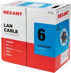 Кабель информационный Rexant 01-0067 кат.6 U/UTP 4 пары нг(А)-HF внешний 305м серый