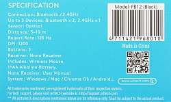 Мышь A4Tech Fstyler FB12 черный оптическая 1200dpi беспров. BT/Radio USB 3but (FB12 BLACK)
