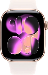 Смарт-часы Apple Watch Series 11 A3331 42мм OLED корп.розовое золото Sport Band рем.белый разм.брасл.:130-180мм (MEU04LW/A)