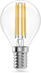 Лампа филам. Gauss Filament 8Вт цок.:E14 шар 220B св.свеч.бел.теп. (упак.:10шт) (52118)