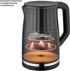 Чайник электрический Galaxy Line GL 0337 1.7л. 2200Вт черный корпус: металл/пластик (ГЛ0337Л)
