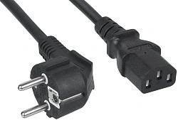 Шнур питания Cabeus PC-186-VDE-5M C13-Schuko проводник.:3x0.75мм2 5м 220/250В 6А черный