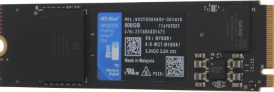 Накопитель SSD WD PCIe 4.0 x4 500GB WDS500G4B0E SN5000 Blue M.2 2280