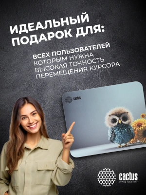 Коврик для мыши Cactus Owl gray рисунок 300x250x3мм (CS-MP-D12M)