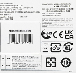 Память DDR4 8Gb 2666MHz A-Data AD4S26668G19-SGN RTL PC4-21300 CL19 SO-DIMM 260-pin 1.2В dual rank Ret