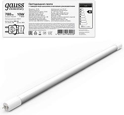 Лампа светодиодная Gauss Elementary 93020-R 10Вт цок.:G13 трубка 180B св.свеч.бел.нейт. T8 (упак.:10шт)