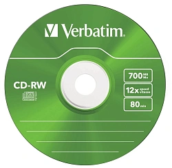Диск CD-RW Verbatim 700Mb 12x Slim case (5шт) Color (43167)