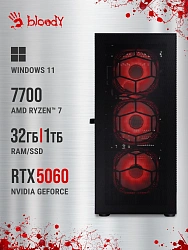 ПК Bloody BD-PC RAB84T2 TWR Ryzen 7 7700 (3.8) 32Gb SSD1Tb RTX5060 8Gb Windows 11 Home 64 2.5xGbitEth 650W черный (RUS) (2142055)